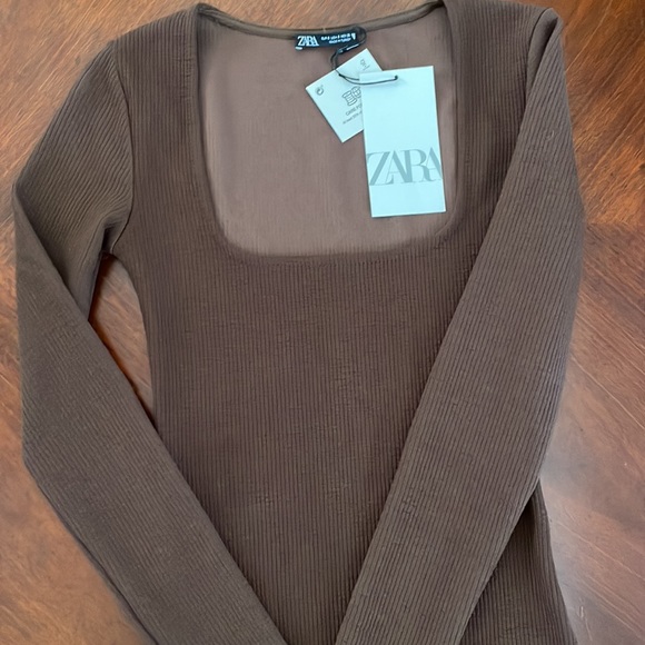 Zara brown ribbed body con dress size small - Picture 2 of 3